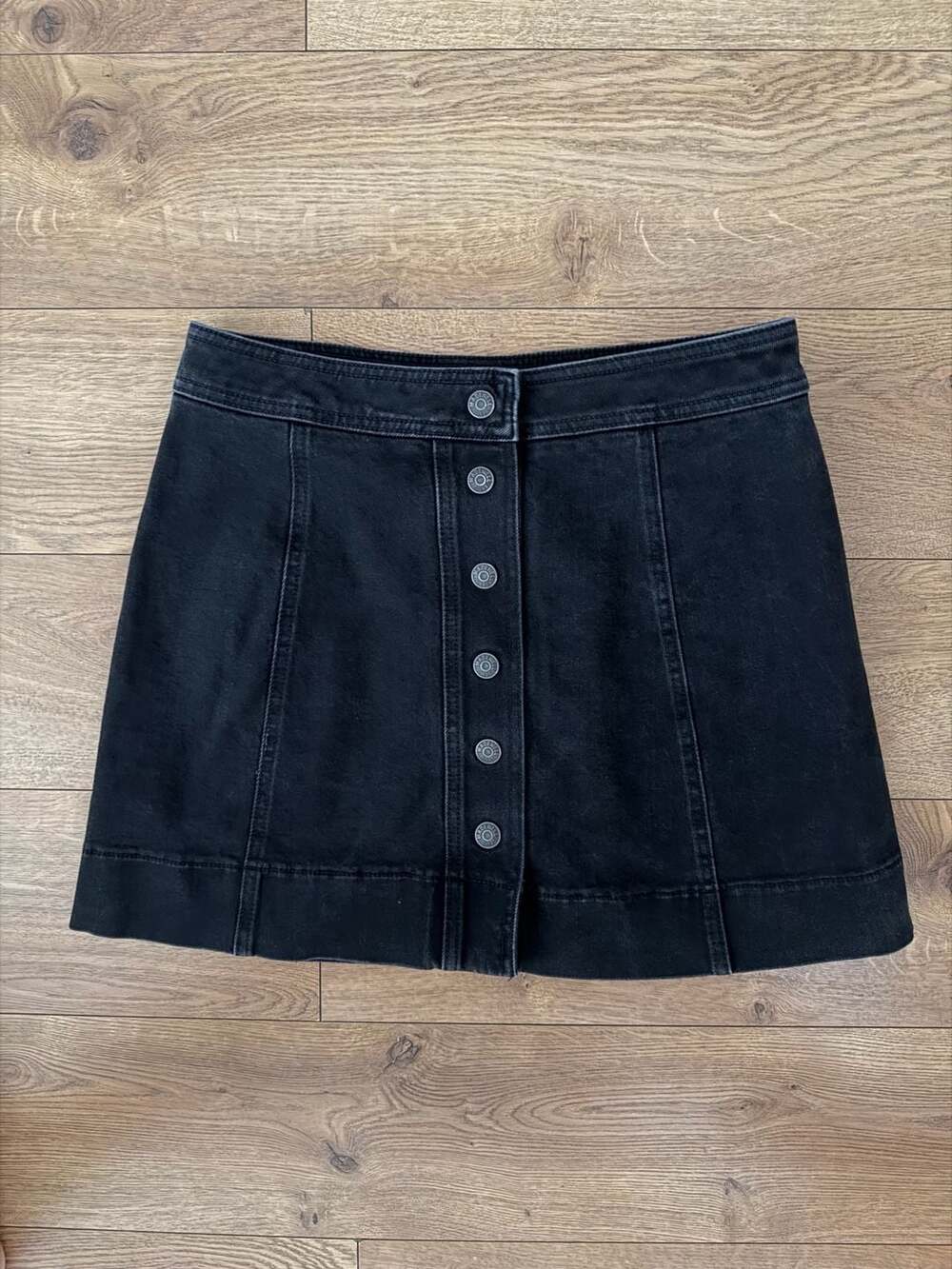 Madewell Snap Front Denim Mini Skirt- Black Wash Women's Size 2